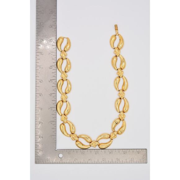 Vintage Collar Necklace Shiny Gold Tone Thick Linked Chain Chunky 1980s BinP - Picture 12 of 12